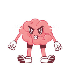 Funny Brain Mascot with Expressions