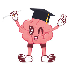 Funny Brain Mascot with Expressions