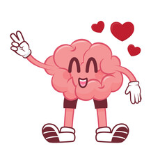 Funny Brain Mascot with Expressions