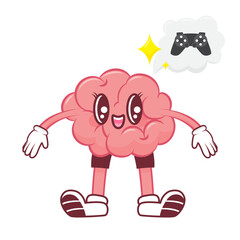 Funny Brain Mascot with Expressions