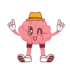Funny Brain Mascot with Expressions