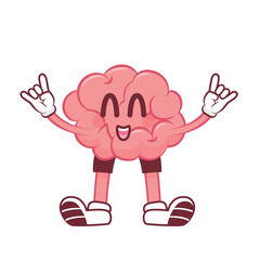 Funny Brain Mascot with Expressions
