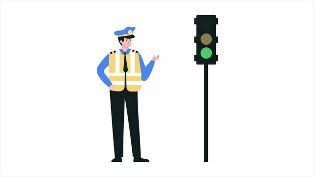 Directing Traffic  2D Animation MP4 File				