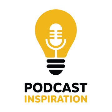 Podcast inspiration concept with light bulb and microphone symbol icon