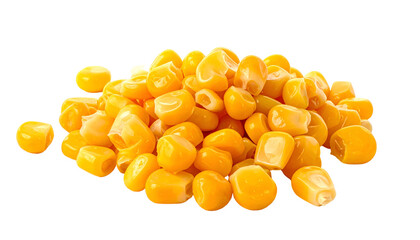 Fototapeta premium A close-up shot of a vibrant pile of yellow corn kernels, ready to be eaten. The background is a stark black