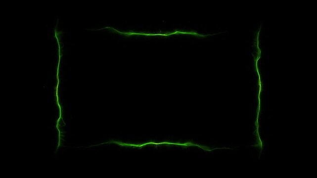 Green Plasma Side Lines, Small Border Plasma Frame Loop Alpha Background Animation