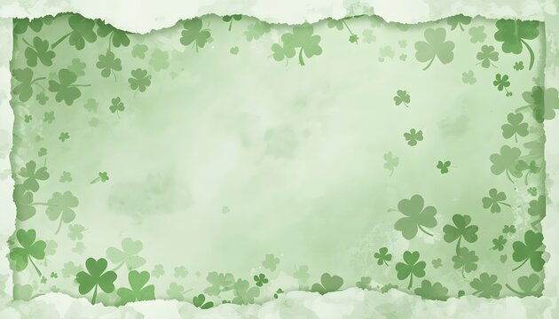 A light green background with a subtle texture and a border of small four-leaf clovers, perfect for St. Patrick's Day designs