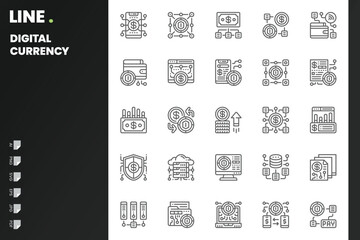 Digital Currency Icon pack for your website, mobile, presentation, and logo design. Digital Currency Icon outline design. Vector graphics illustration and editable stroke.