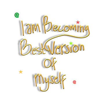 Cute hand drawn self-affirmation lettering with smiling heart and flowers.