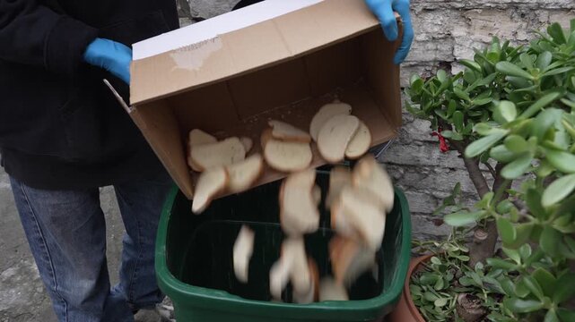 Bread food waste. Unsold uneaten expired bread Bread is garbage. Unsold uneaten expired bread is thrown away
