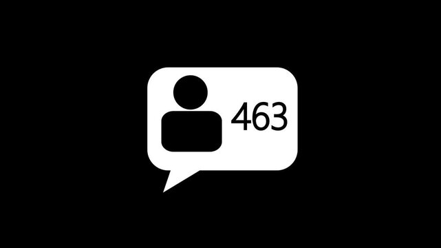 Animation footage of social media notification follower and friend request icon on transparent background (alpha channel)