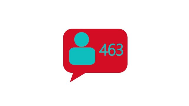 Animation footage of social media notification follower and friend request icon on transparent background (alpha channel)