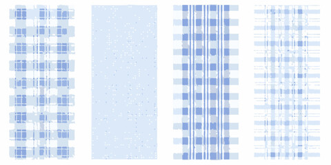 Blue and white checkered patterns with a solid blue vertical stripe