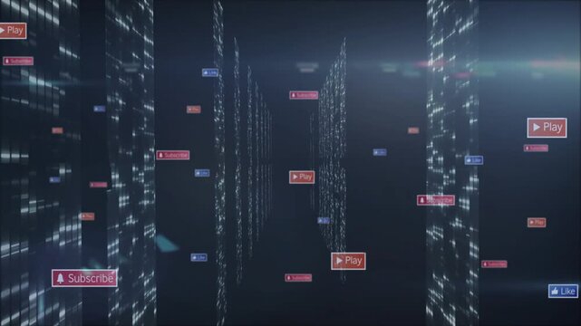 Single red badge appearing causing badges spawning and drifting past racks showing rising interest