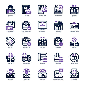 Gift Card Icon pack for your website, mobile, presentation, and logo design. Gift Card Icon dual tone design. Vector graphics illustration and editable stroke.