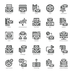 Fototapeta premium Invitation Icon pack for your website, mobile, presentation, and logo design. Invitation Icon solid design. Vector graphics illustration and editable stroke.