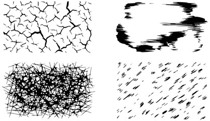 Obraz premium Four unique black abstract texture designs for creative projects