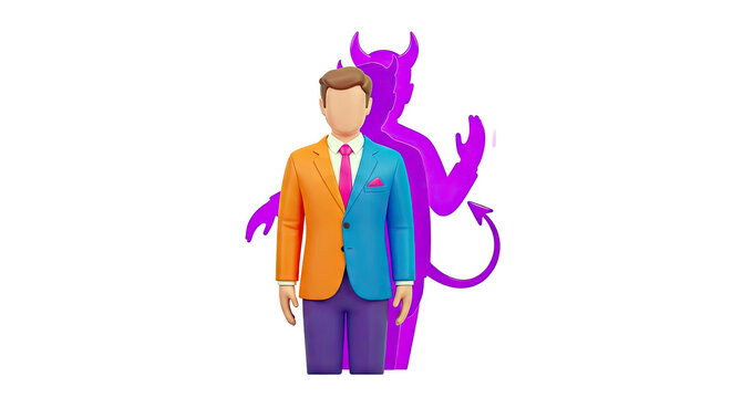 Duality of Man: Business Suit Meets Devil Shadow