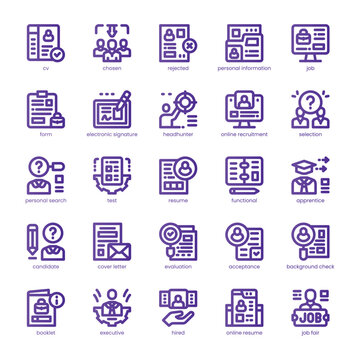 Recruitment Icon pack for your website, mobile, presentation, and logo design. Recruitment Icon line basic color design. Vector graphics illustration and editable stroke.