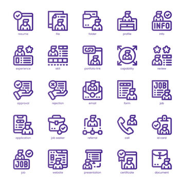 Resume Icon pack for your website, mobile, presentation, and logo design. Resume Icon line basic color design. Vector graphics illustration and editable stroke.