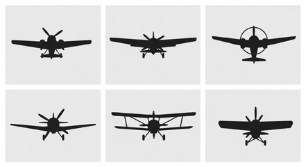 Collection of Silhouettes of Various Airplanes and Aircraft. © Hudah