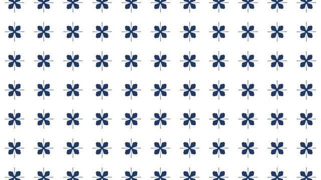 4K video footage animation symmetric ornamental blue neon seamless pattern ornamental decorative with white background, motif video animated