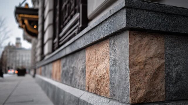 Stone facade detail for exterior cladding inspection