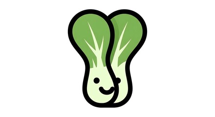 Obraz premium Cartoon Bok Choy Vegetable Illustration Smiling.