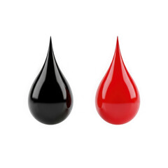 Obraz premium Red and black liquid droplets isolated on a transparent background