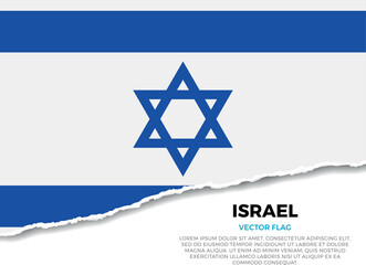 Flag of Israel. Creative Torn Paper Edge Effect on transparent background