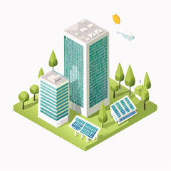 Isometric Sustainable City Concept with Green Energy