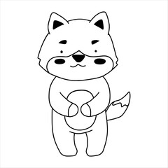 Obraz premium Cute Wolf Pup Illustration in Kawaii Kids Style
