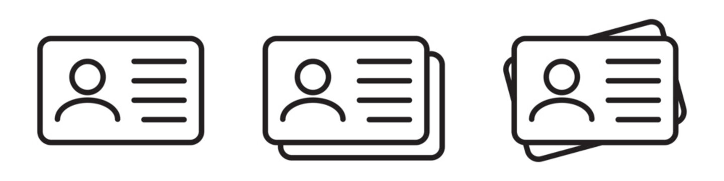 ID Card or Identification Card Icon Set for Employee Badge and Staff ID Design