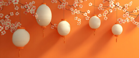 Orange walls hang lanterns
