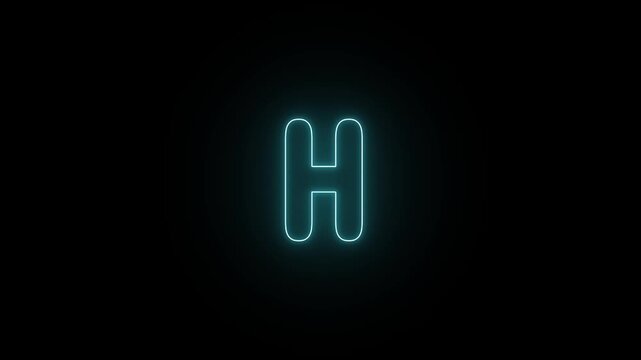 Dynamic Animation of a Glowing Blue Neon Letter H on a Dark Background