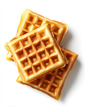 waffles top view isolated on white background clean studio lighting
