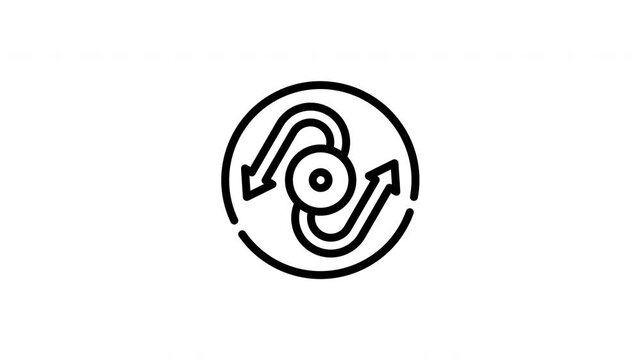 Reversible process icon with curving arrows in a circle. Suitable for illustrating cyclical or reversible actions in infographics or presentations.
