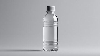 Fototapeta premium Clear plastic water bottle providing healthy hydration, refreshment, and well being on background a studio minimal