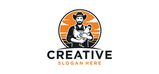 Chicken Farm Logo, Agriculture and Poultry Farming Symbol Design