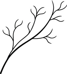 Thin black outline branch vector graphic