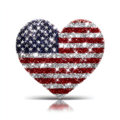 Heart shape with American flag symbolizing love for the USA