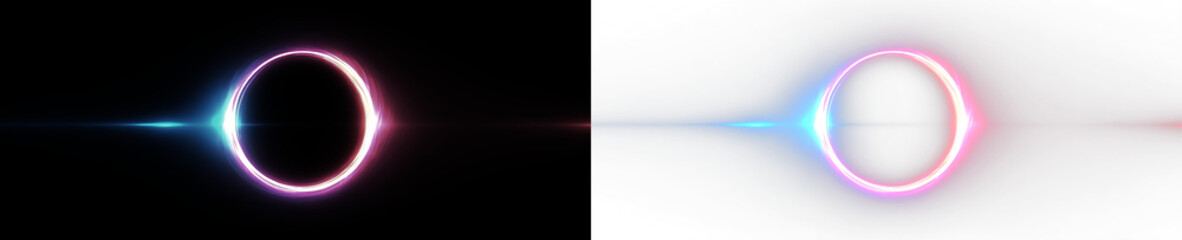 Glowing blue-violet neon magic ring - PNG format, futuristic overlay. Light frame © TOMA