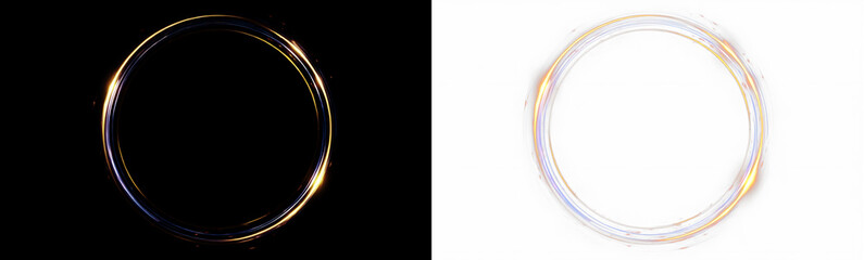 Naklejka premium Glowing blue-violet neon magic ring - PNG format, futuristic overlay. Light frame 
