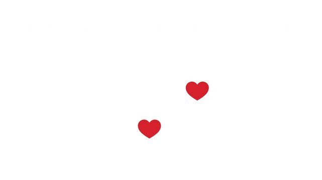 Flying and bursting hearts in a flat style, love. 2D animation on transparent background, 4K stock footage