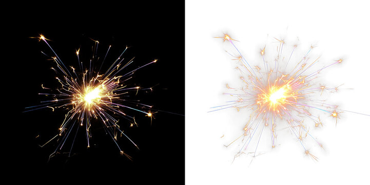 PNG Overlay fireworks.Glowing fireworks and sparkling light burst	