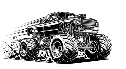 Monster Truck Speeding Action Illustration © Aziz