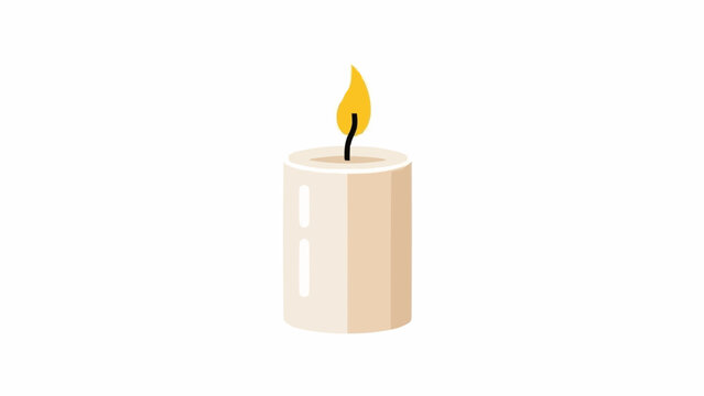 White Candle with Yellow Flame Burning.