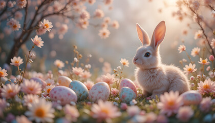 easter bunny and easter eggs