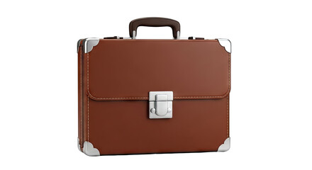 Classic Brown Leather Briefcase with Silver Clasp