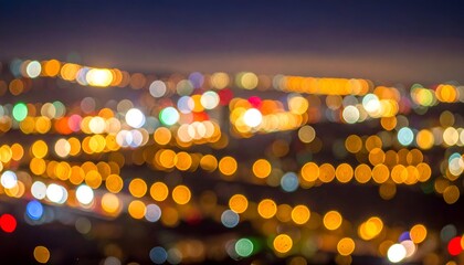 Abstract bokeh lights of a city at night with blurred colored circles